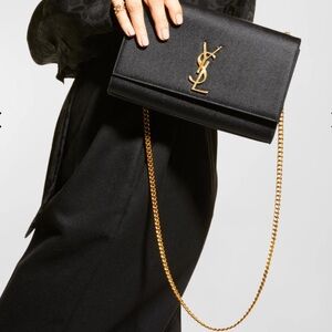 SAINT LAURENT Kate Medium Leather Shoulder Bag in Black